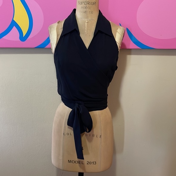 Moschino Silk Wrap Blouse Cruise Me Baby Sleeveless - Picture 2 of 12